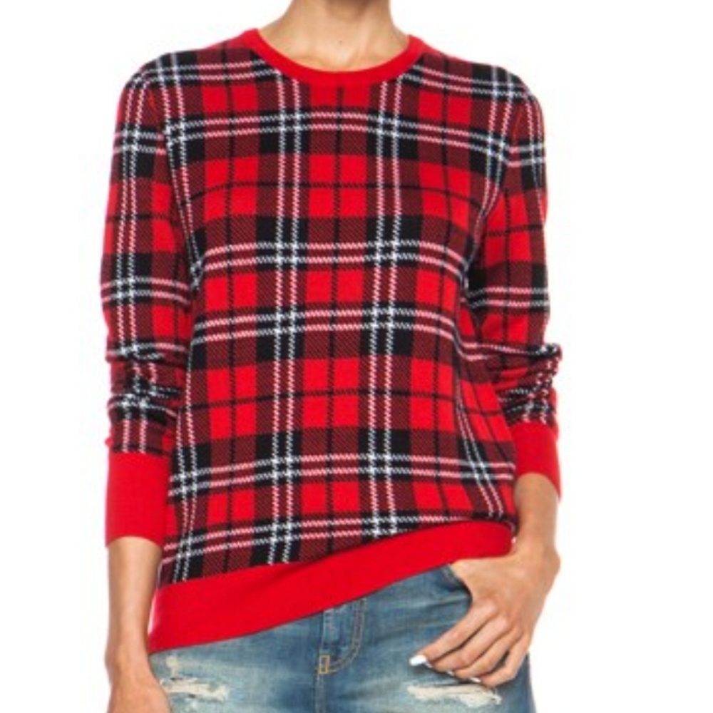 Equipment Shane Scholary Plaid Wool Crewneck Sweater Size M